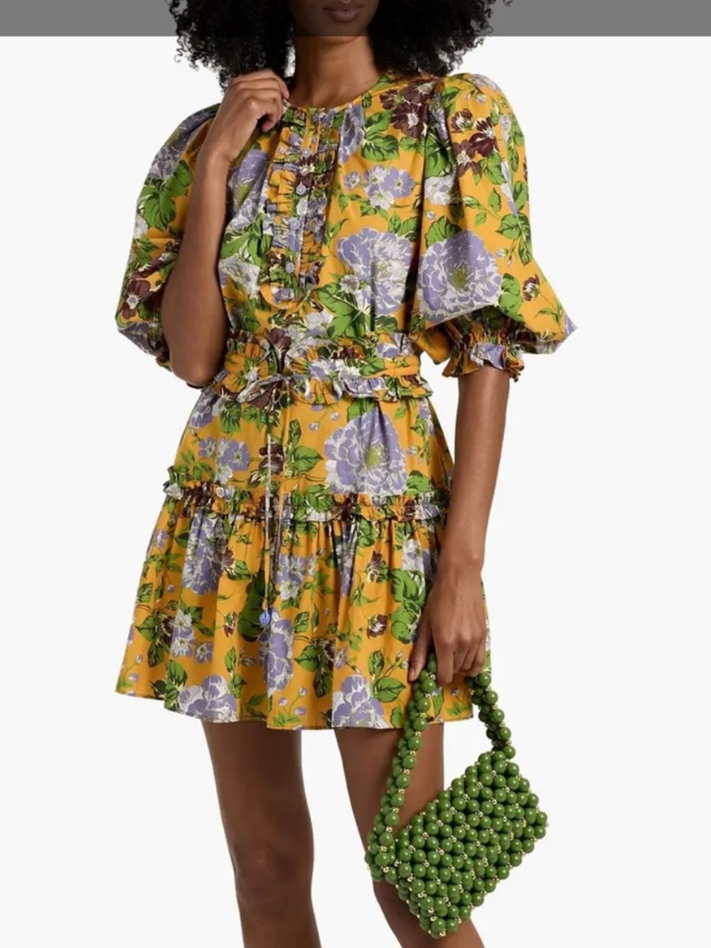YELLOW CAPRI FLORAL MINI DRESS SHORT
